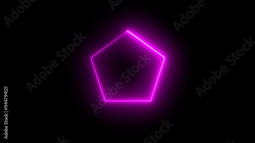 Vibrant neon line hexagon on black gradient.