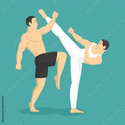 martial arts fight between two men