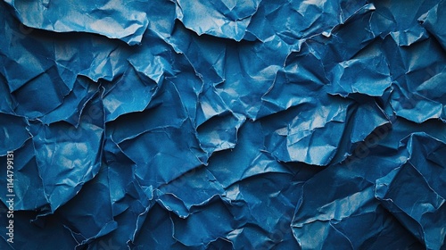 Wallpaper Mural Abstract blue texture created on a crumpled canvas, emphasizing a unique and artistic expression. This blue painted design offers ample copy space for versatile use. Torontodigital.ca