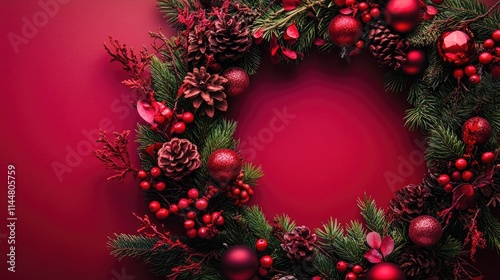 Vibrant circular festive decoration with a non-linear design, perfect for celebrating special occasions. This unique festive decoration adds charm and versatility, providing ample copy space. photo