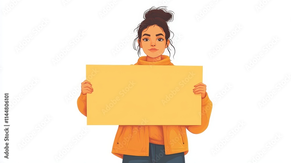 illustration of an activist holding a bold protest sign, representing advocacy and social change against a white background. illustration of an activist holding a bold protest sign, representing advocacy and social change against a white background.