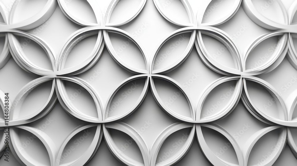 Interlocking circular shapes with a symmetrical design, set against a white background for contemporary graphic use. Interlocking circular shapes with a symmetrical design, set against a white background for contemporary graphic use.