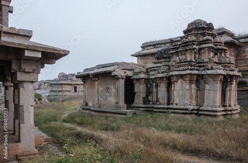 Hemakuta Hill Temple Complex in Hampi. India photo