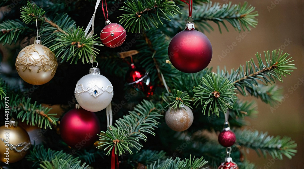 Fototapeta premium A tree adorned with christmas ornaments