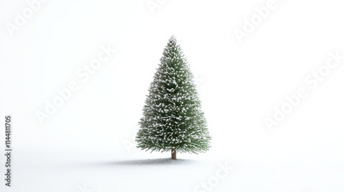 Tiny chrismas tree wear christmas hat copy space frame christmas isolated
