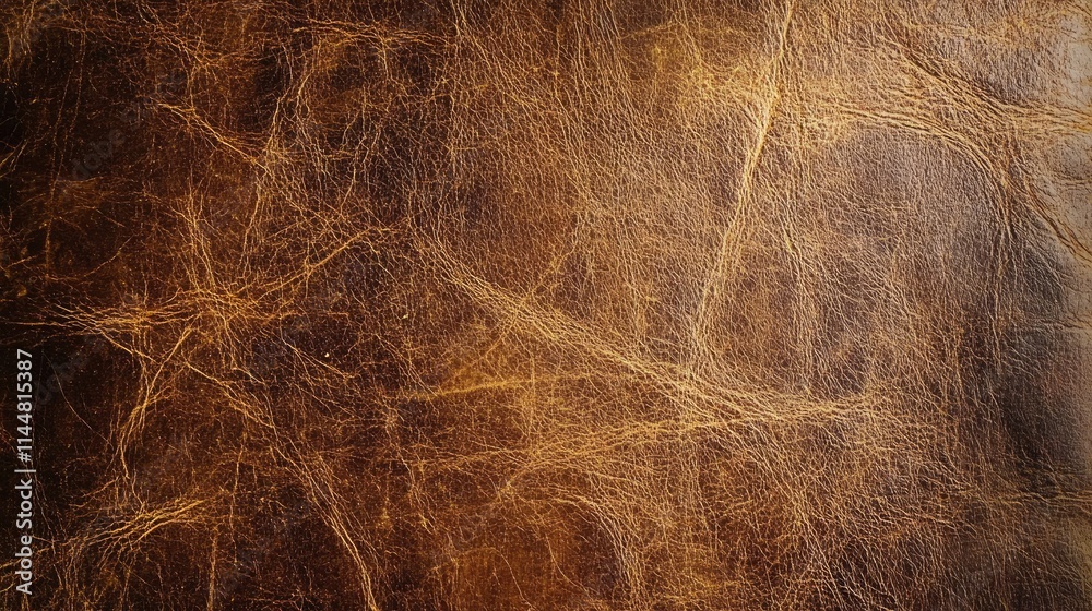 Obraz premium Brown leather texture presents a background rich with character, featuring unique scratches that enhance its appearance. This brown leather texture offers a striking visual appeal.