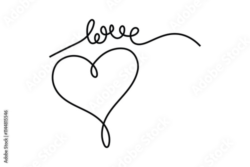 continuous one line drawing Heart  love  romantic symbol in simple linear style vector illustration design black and white 