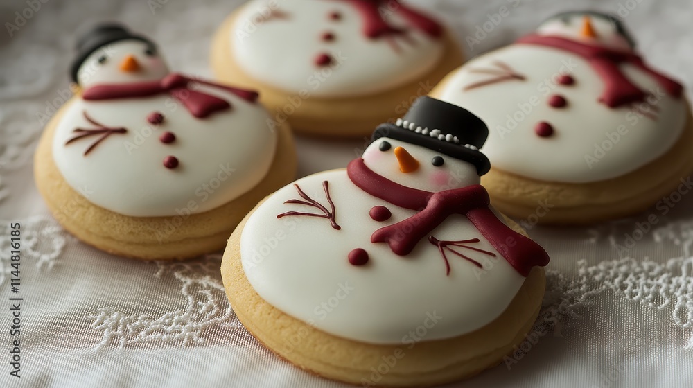 Snowman on top of chrismas cookies. Snowman on top of chrismas cookies.