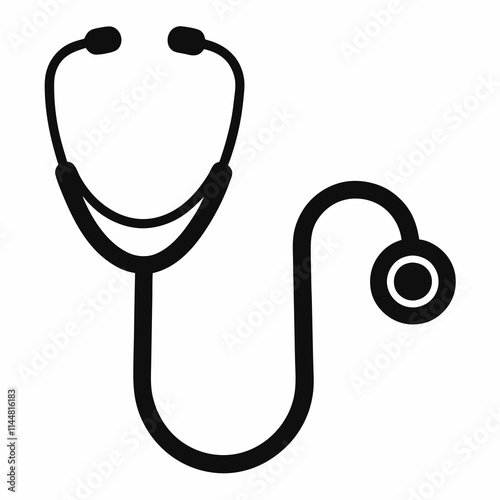 
Doctor stethoscope medical device flat icon vector and illustration and silhouette
