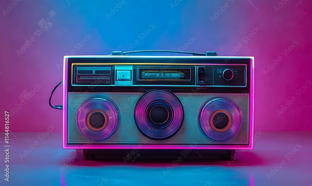 Colorful retro music Boombox 3d render style Colorful retro music Boombox 3d render style