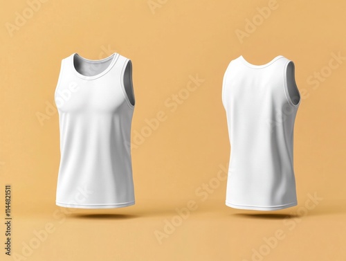 white undershirt tank top mockup with front and back view. men's undershirt mock-up template.
