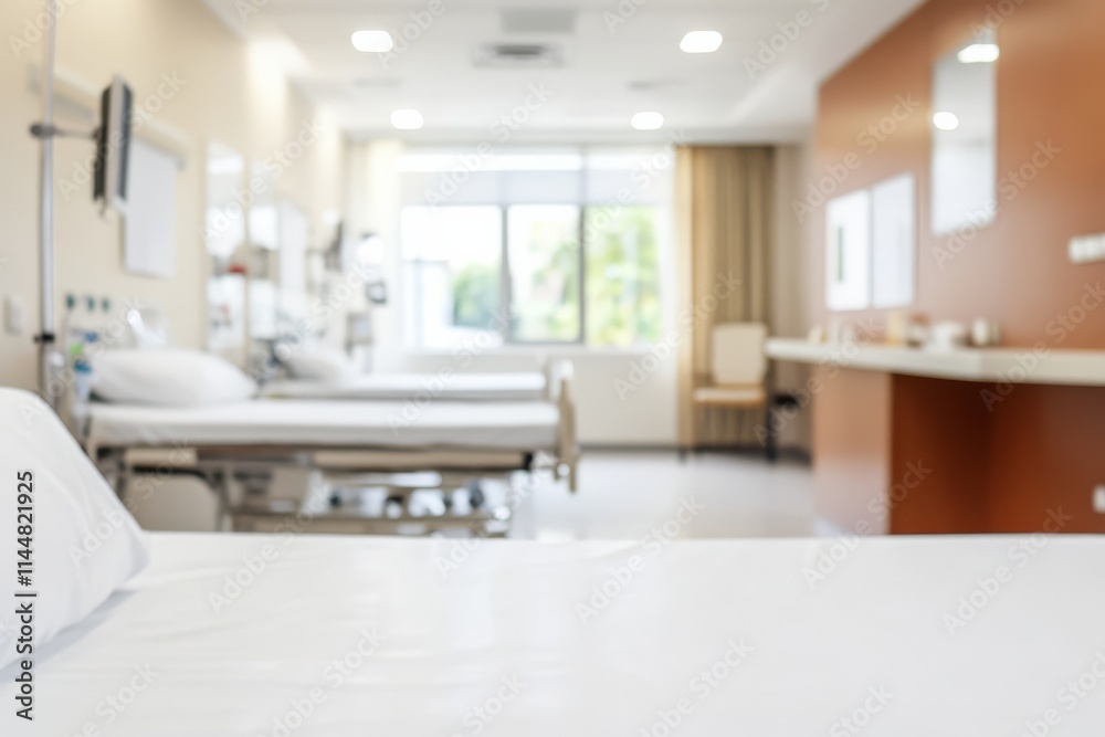 Capturing a serene atmosphere, the blurred background enhances the tranquility of the hospital. Capturing a serene atmosphere, the blurred background enhances the tranquility of the hospital.