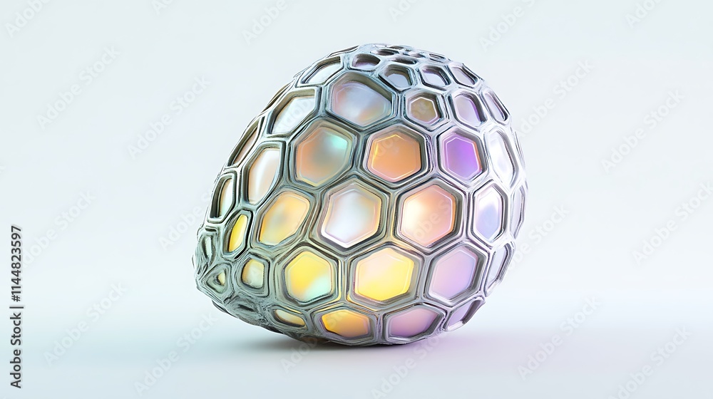 Abstract iridescent sphere with hexagonal lattice structure. Abstract iridescent sphere with hexagonal lattice structure.