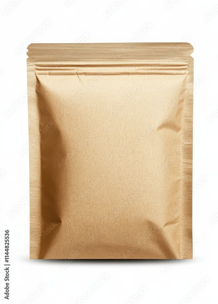 A simple brown paper sachet standing out against a white backdrop. A simple brown paper sachet standing out against a white backdrop.