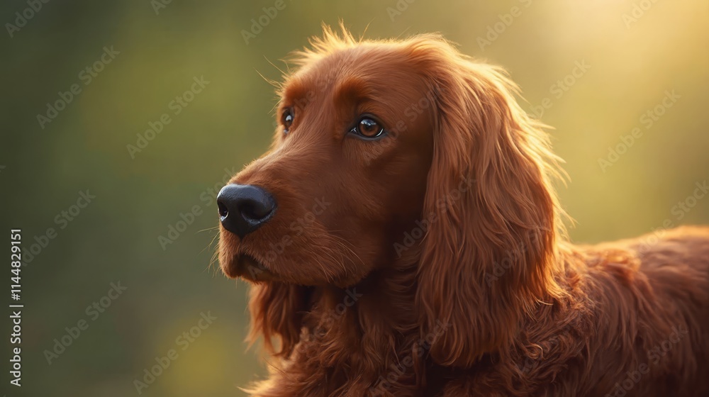 A brown dog sitting on top of a lush green field A brown dog sitting on top of a lush green field