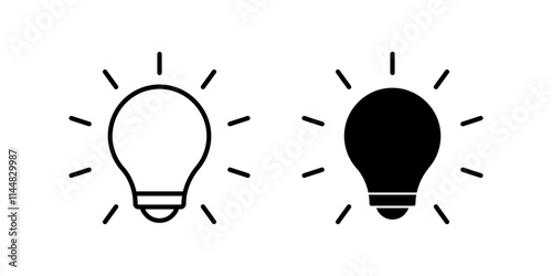 bulb Icon set. Symbol isolated white background. vector illustration. color editable.