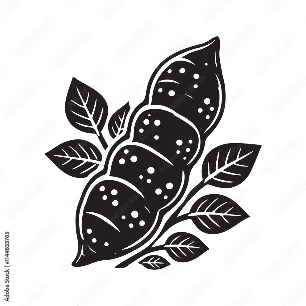 Sweet Potato Silhouette Vector Illustration, Solid White Background. Sweet Potato Silhouette Vector Illustration, Solid White Background.