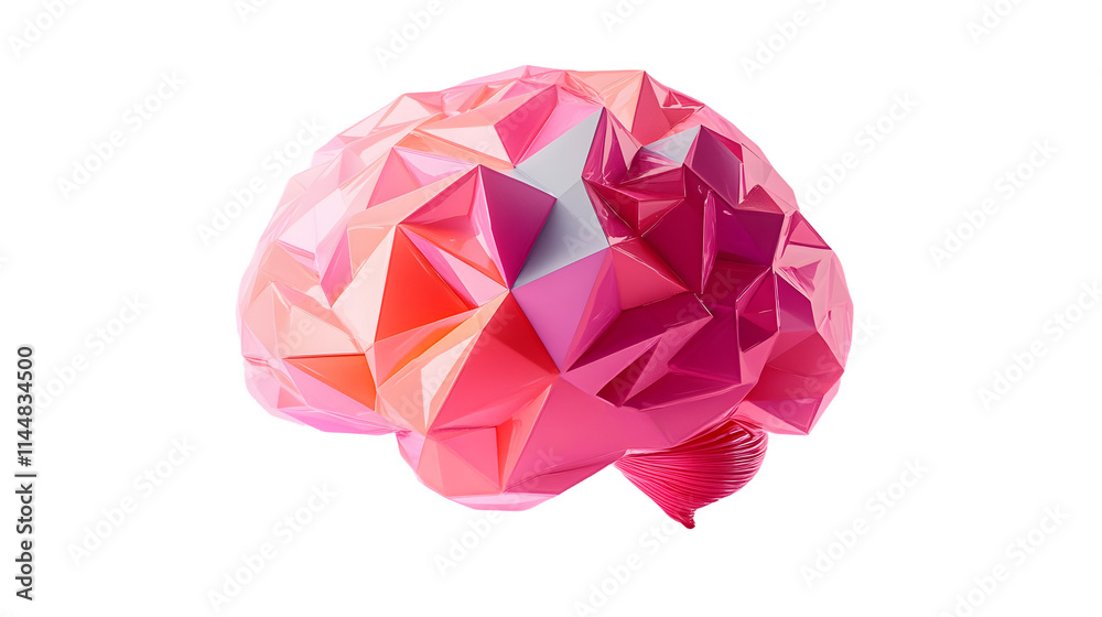 Abstract Geometric Brain on Pink Background. Abstract Geometric Brain on Pink Background.