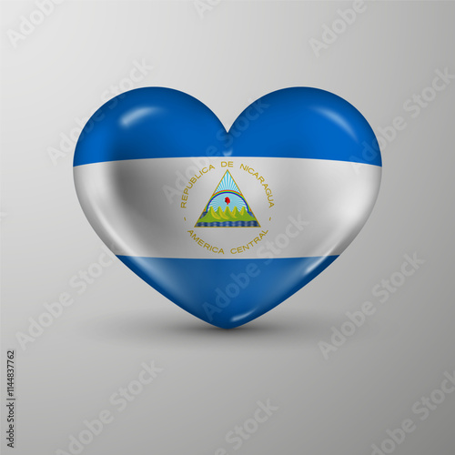 3d heart background with flag of Nicaragua. An element of impact for the use you want to make of it.