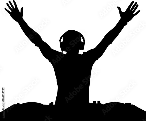 pose of DJ silhouette illustration