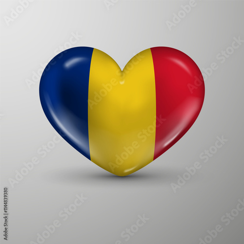 3d heart background with flag of Romania. An element of impact for the use you want to make of it.