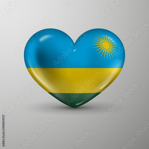 3d heart background with flag of Rwanda. An element of impact for the use you want to make of it.