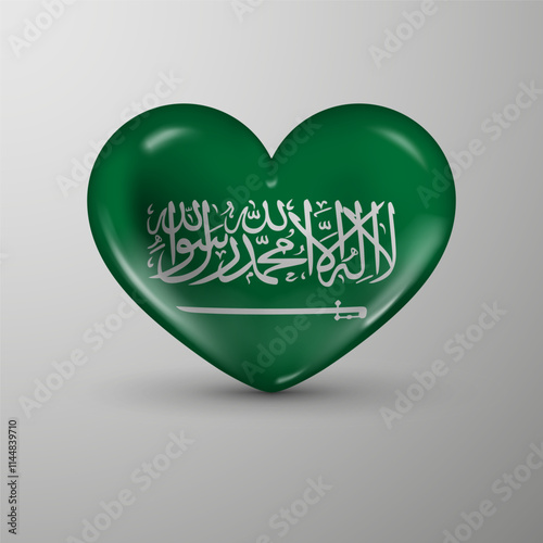 3d heart background with flag of SaudiArabia. An element of impact for the use you want to make of it.