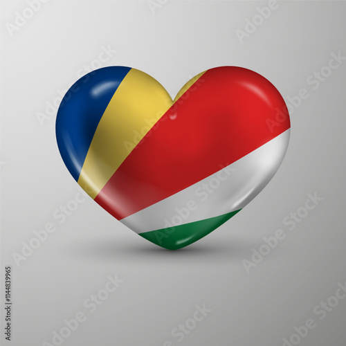 3d heart background with flag of Seychelles. An element of impact for the use you want to make of it.