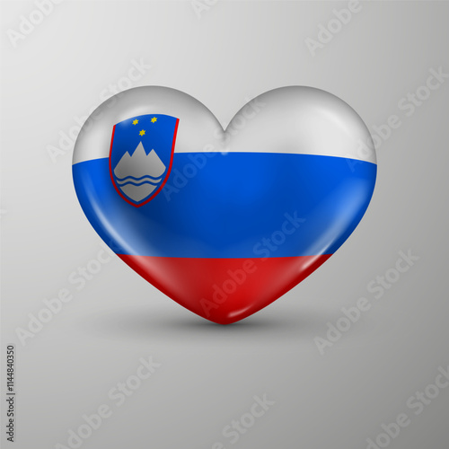3d heart background with flag of Slovenia. An element of impact for the use you want to make of it.
