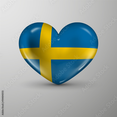 3d heart background with flag of Sweden. An element of impact for the use you want to make of it.