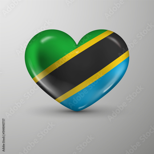 3d heart background with flag of Tanzania. An element of impact for the use you want to make of it.