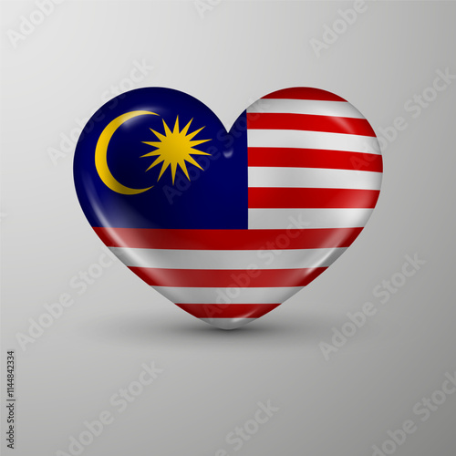 3d heart background with flag of Malaysia. An element of impact for the use you want to make of it.