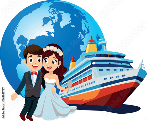 Just married couple leaving for honeymoon cruise trip around the world