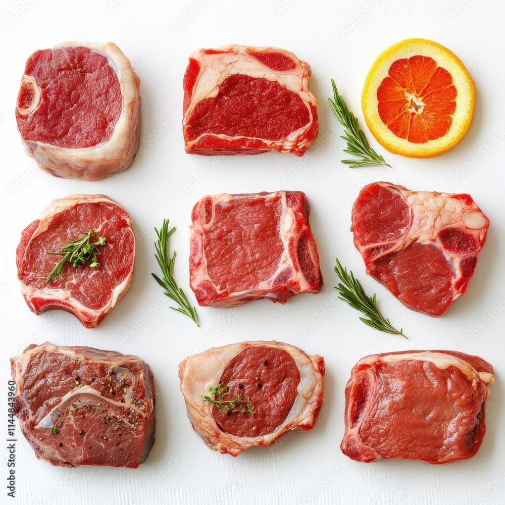 graphic of diverse meat cuts displayed in a sleek design against a white background, highlighting the details of each chop. graphic of diverse meat cuts displayed in a sleek design against a white background, highlighting the details of each chop.