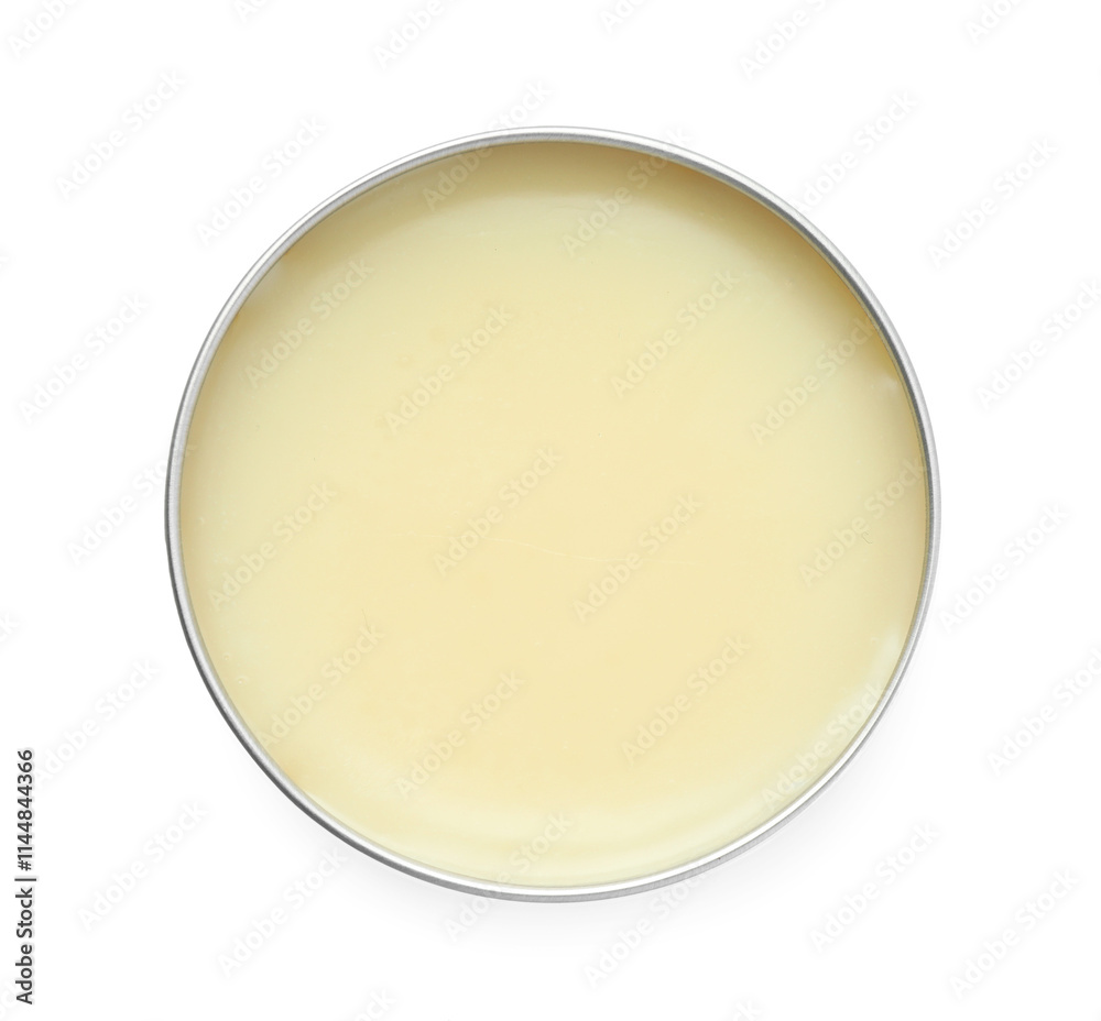 Natural solid perfume in container isolated on white, top view Natural solid perfume in container isolated on white, top view
