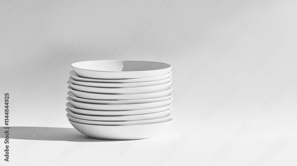Obraz premium Stylish Stack of White Dining Dishes