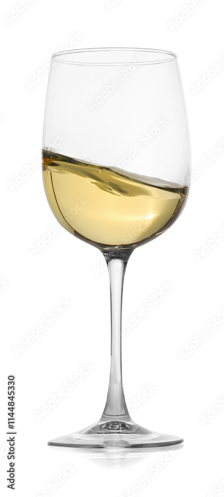Tasty wine splashing in glass on white background Tasty wine splashing in glass on white background
