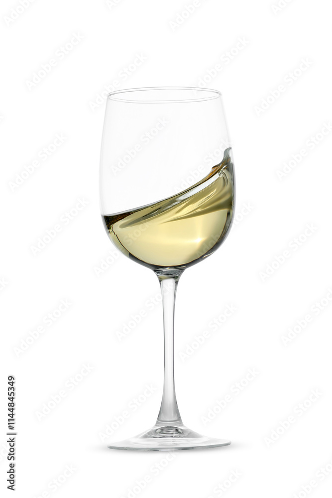 Tasty wine splashing in glass on white background Tasty wine splashing in glass on white background