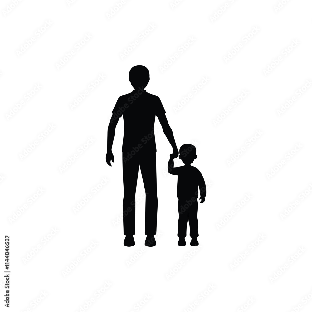 Father and son silhouette vector white background Father and son silhouette vector white background