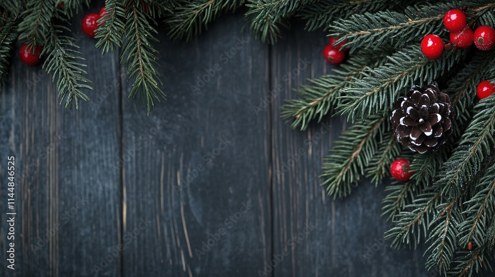 christmas decoration on wooden background