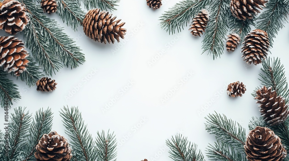Christmas frame with fir branches and cones Christmas frame with fir branches and cones