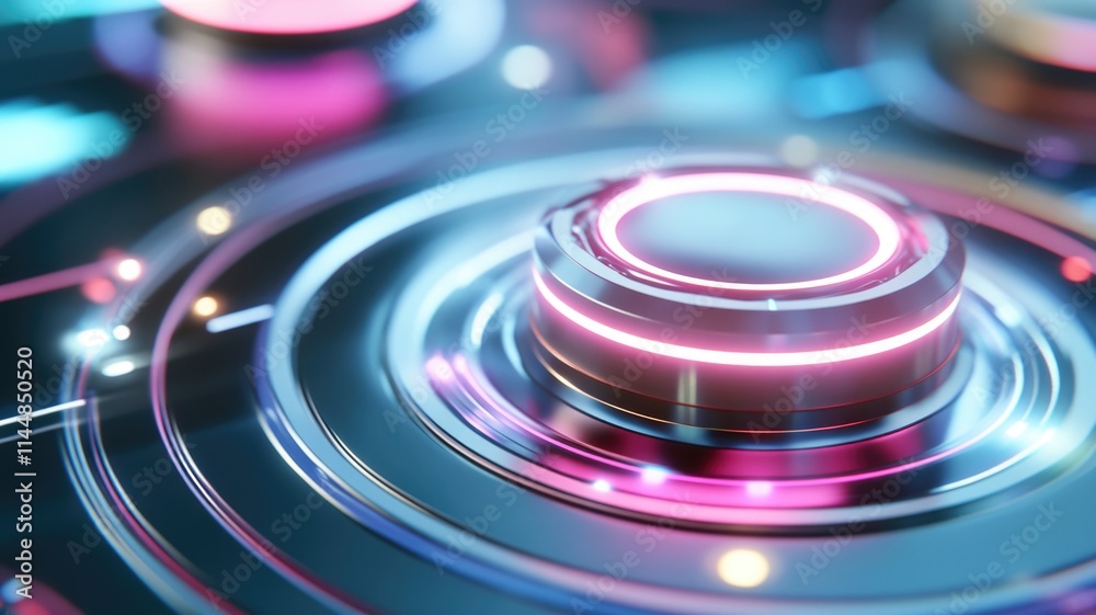 Futuristic neon interface with glowing circular patterns for tech design Futuristic neon interface with glowing circular patterns for tech design