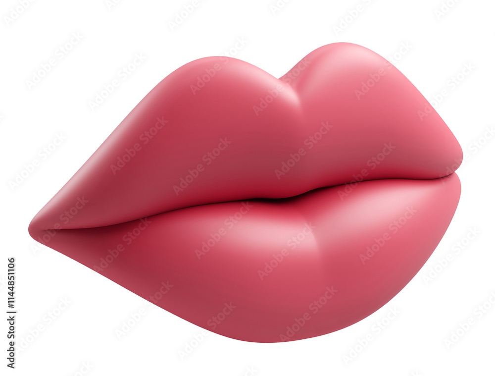 Red lips, 3D render on a transparent background. Red lips, 3D render on a transparent background.