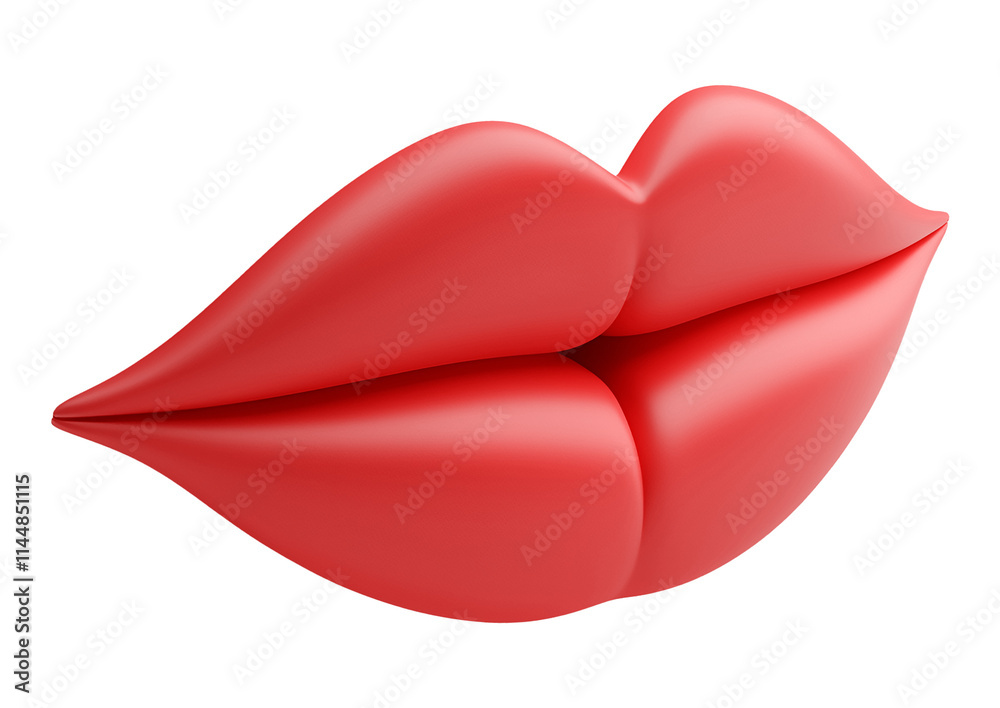 Rich red lips, 3D render on a transparent background. Rich red lips, 3D render on a transparent background.