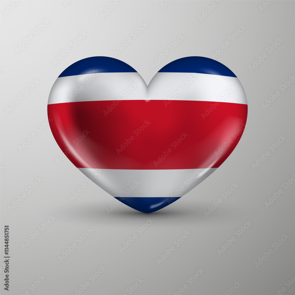 Fototapeta premium 3d heart background with flag of Costarica. An element of impact for the use you want to make of it.