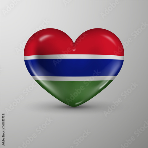 3d heart background with flag of Gambia. An element of impact for the use you want to make of it.