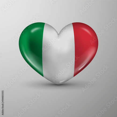 3d heart background with flag of Italy. An element of impact for the use you want to make of it.