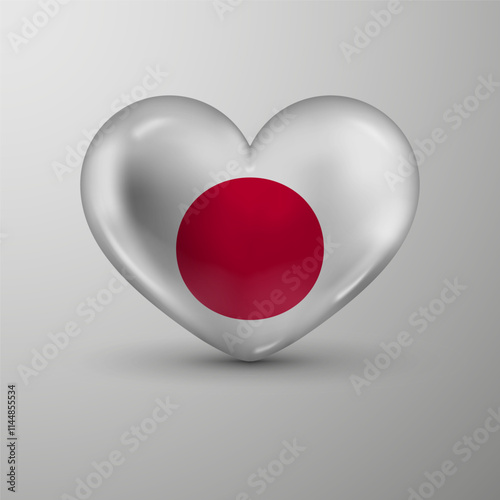 3d heart background with flag of Japan. An element of impact for the use you want to make of it.