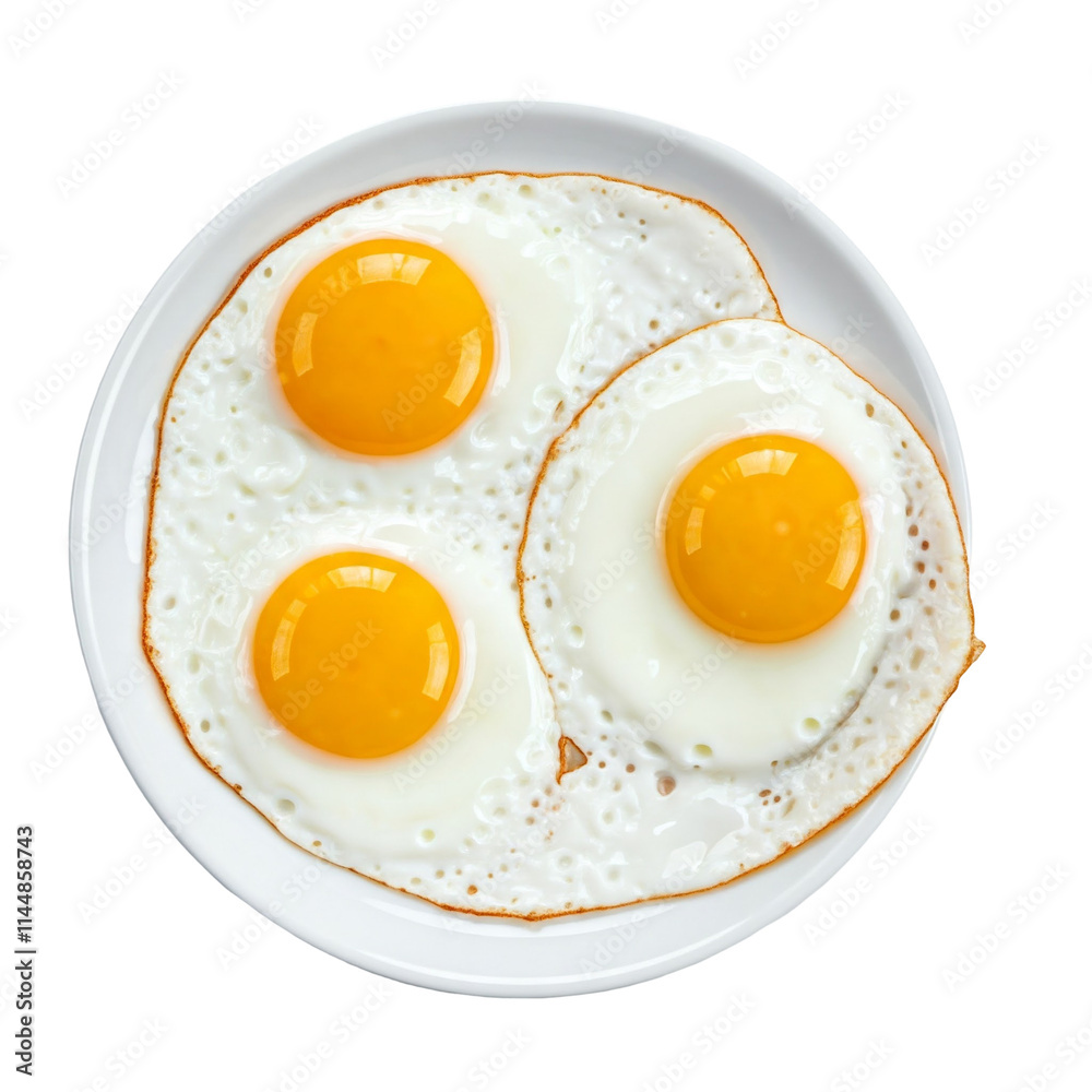 A plate of perfectly fried eggs sunny-side up A plate of perfectly fried eggs sunny-side up