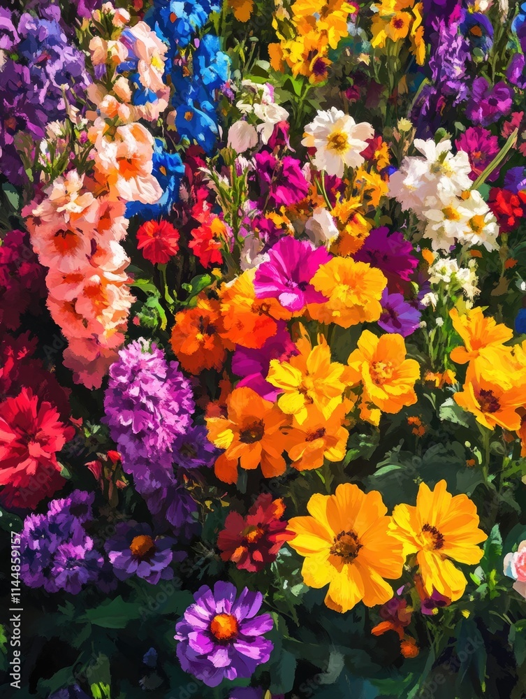 Naklejka premium Colored flowers in field